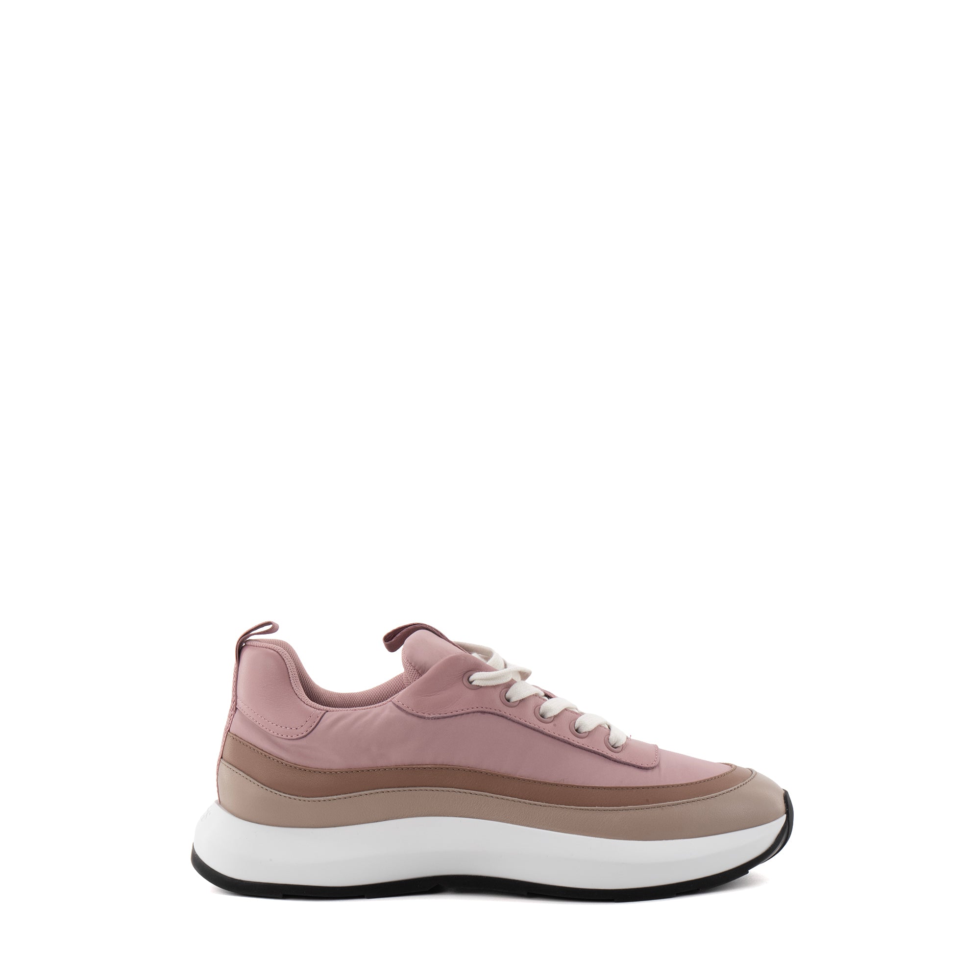 HERMÈS - Sneakers Gramme Hermès en toile et cuir taupe (T39)