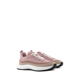 HERMÈS - Sneakers Gramme Hermès en toile et cuir taupe (T39)