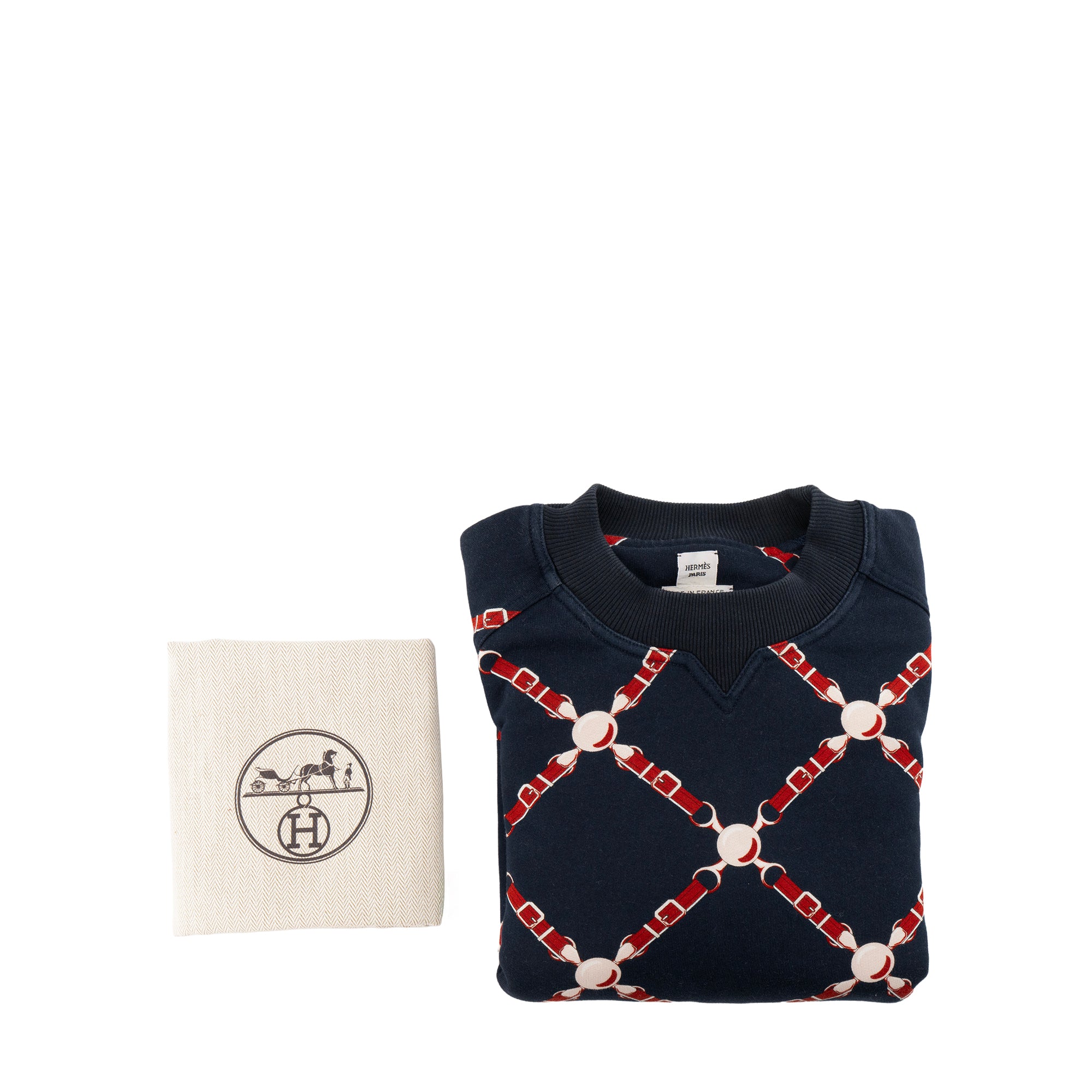 HERMÈS - Sweat Grand Tralala Hermès en coton rouge et bleu (T36)