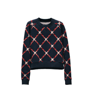 HERMÈS - Sweat Grand Tralala Hermès en coton rouge et bleu (T36)
