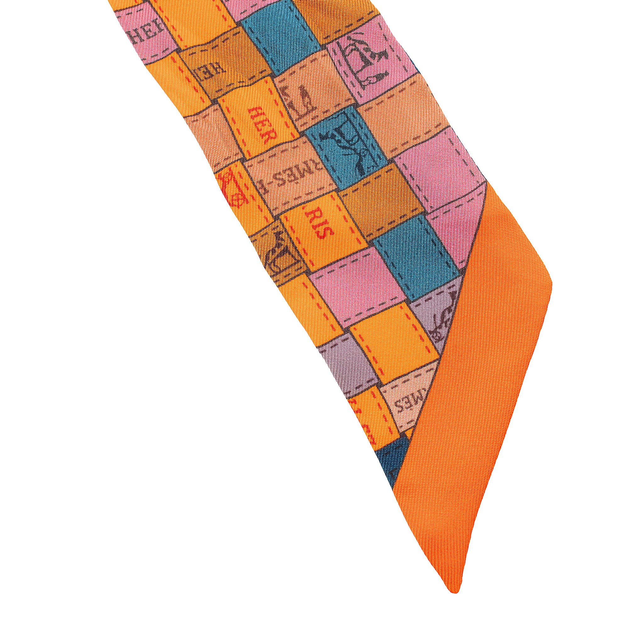 HERMÈS - Twilly Bolduc Hermès en soie multicolore