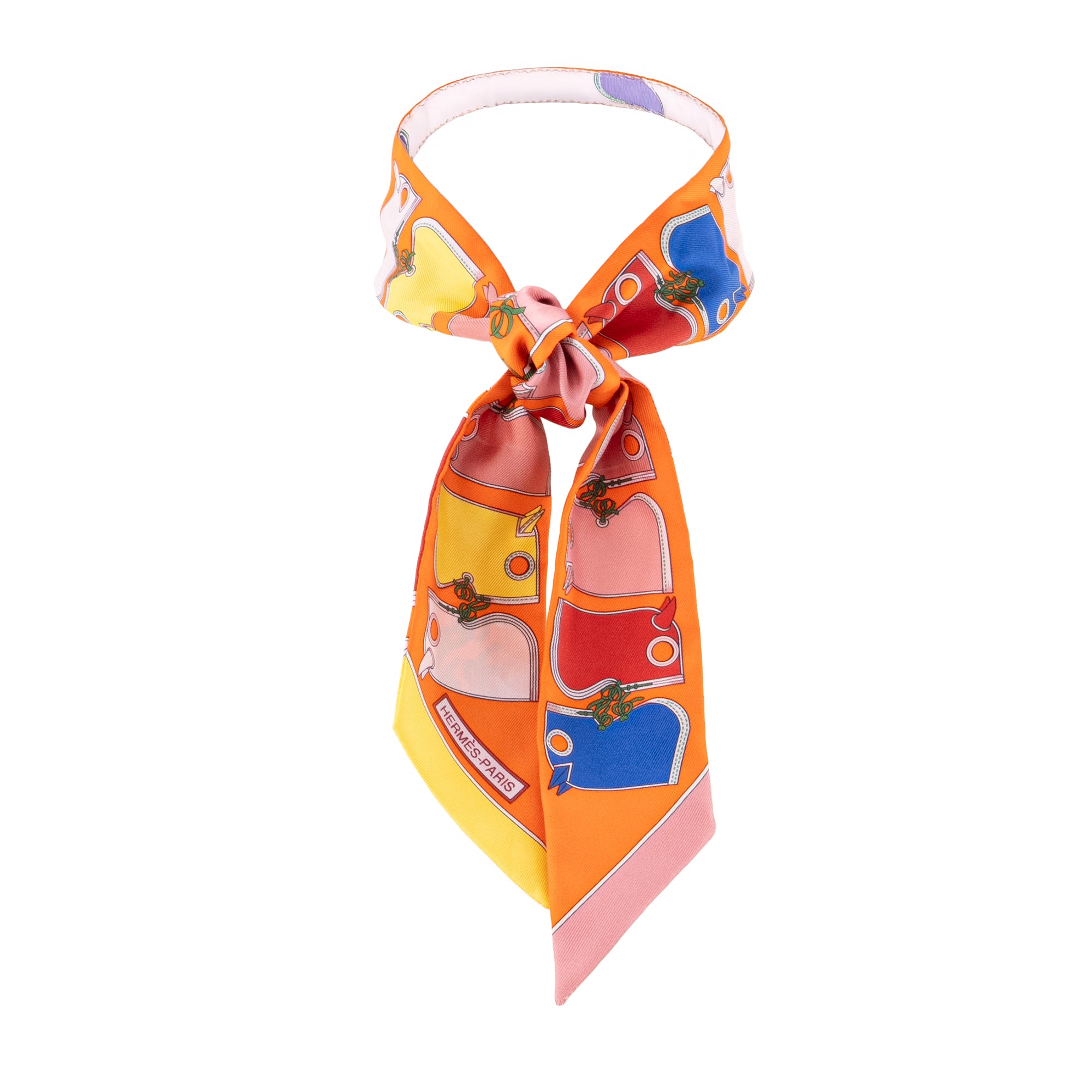 HERMÈS - Twilly Camails Hermès en soie multicolore