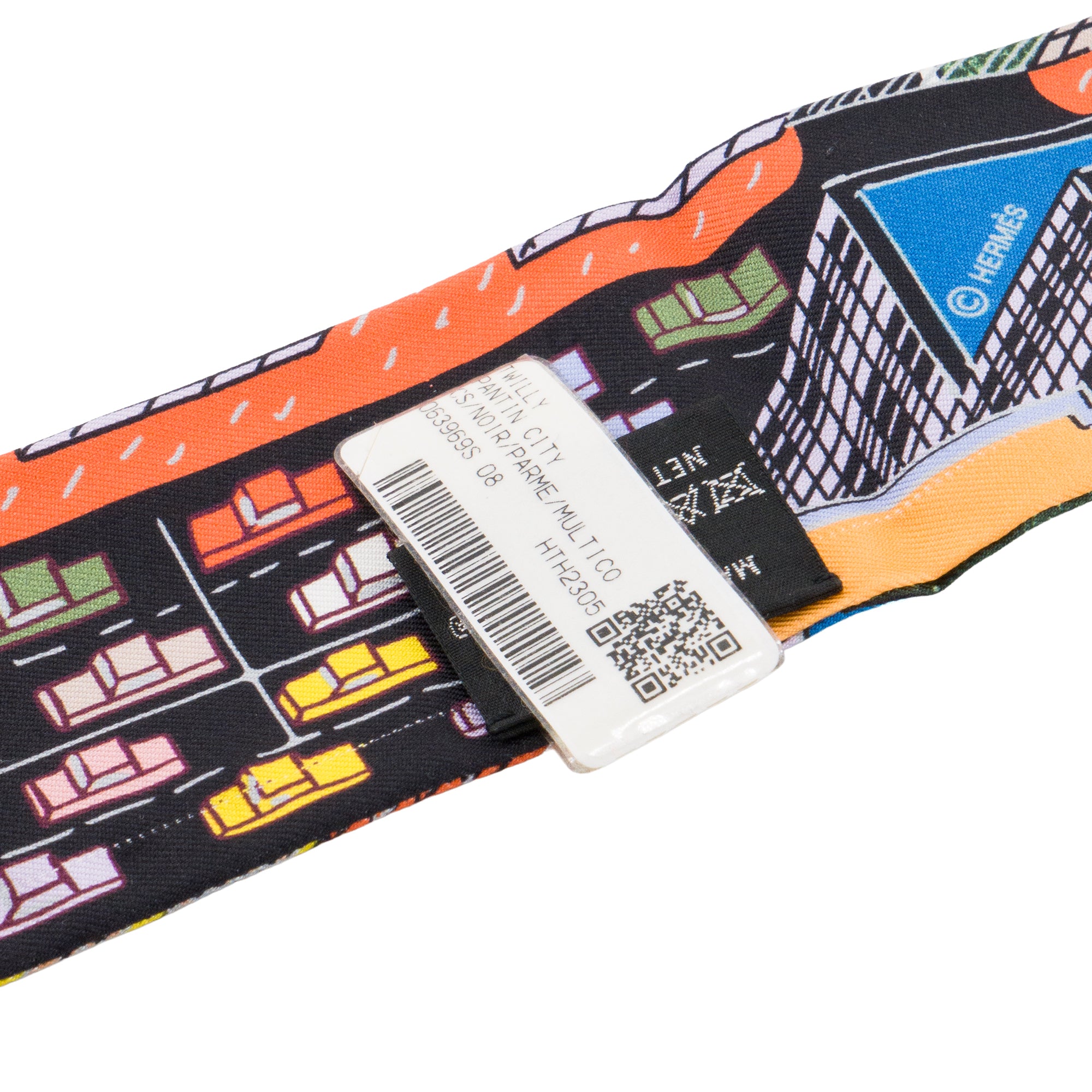 HERMÈS - Twilly Pantin City Hermès en soie multicolore