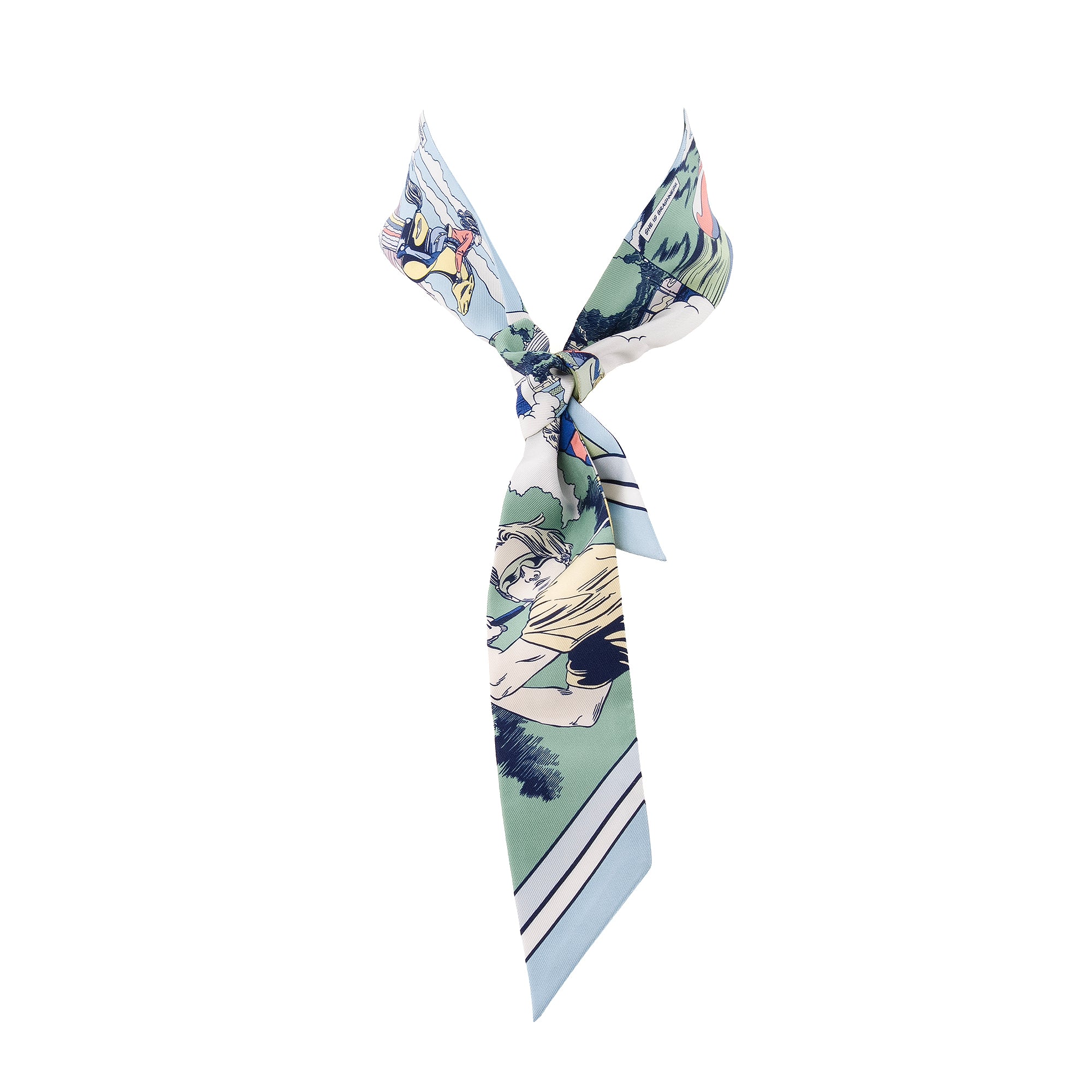 HERMÈS - Twilly Wow Hermès en soie multicolore