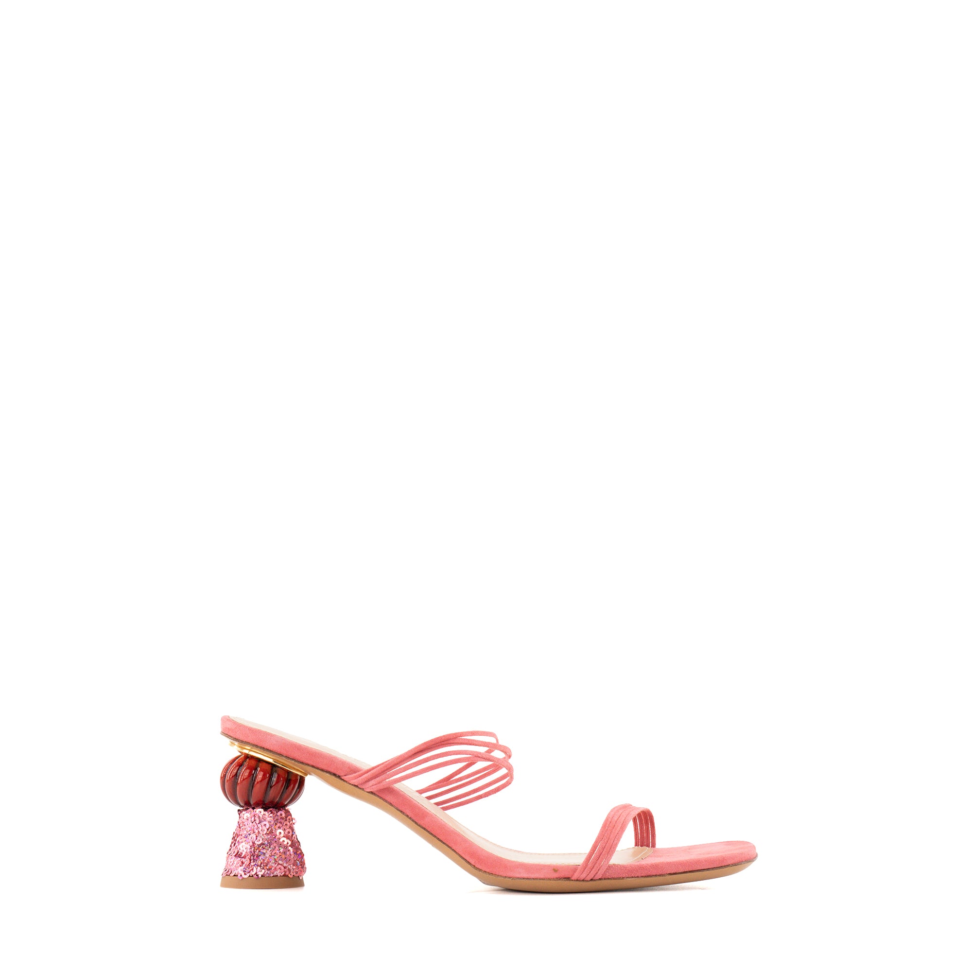JACQUEMUS - Mules Vallena Jacquesmus en daim et sequins rose (T37)