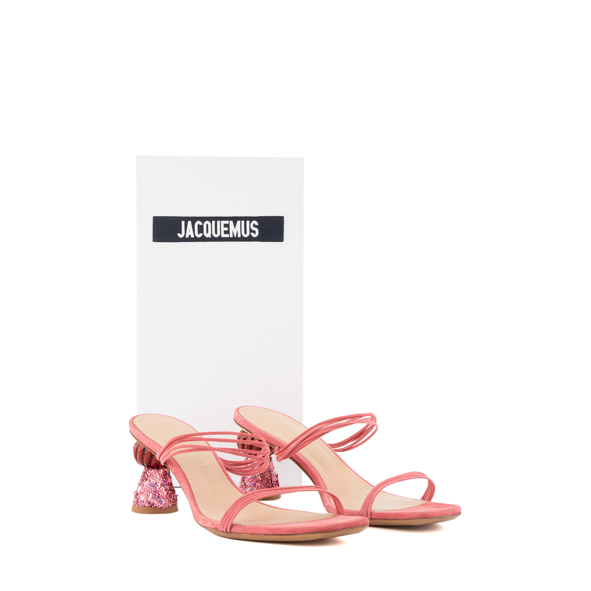 JACQUEMUS - Mules Vallena Jacquesmus en daim et sequins rose (T37)