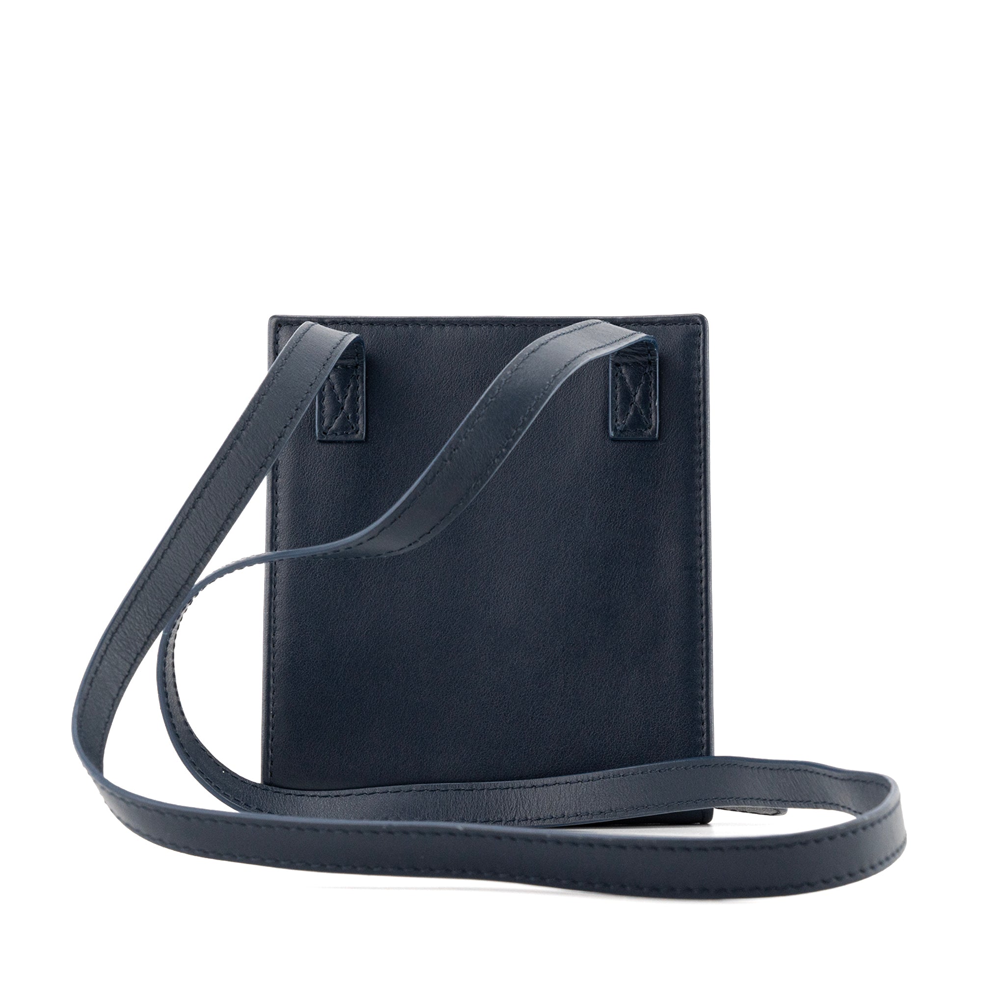 JACQUEMUS - Portefeuille à bandoulière Jacquemus en cuir lisse bleu marine