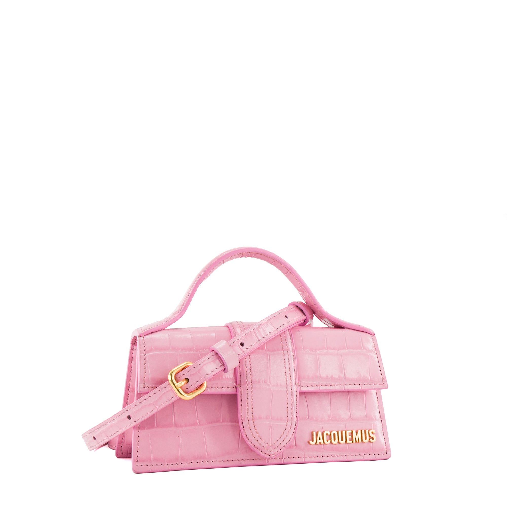 JACQUEMUS - Sac à bandoulière Bambino Jacquemus en cuir embossé crocodile rose