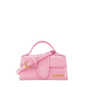 JACQUEMUS - Sac à bandoulière Bambino Jacquemus en cuir embossé crocodile rose