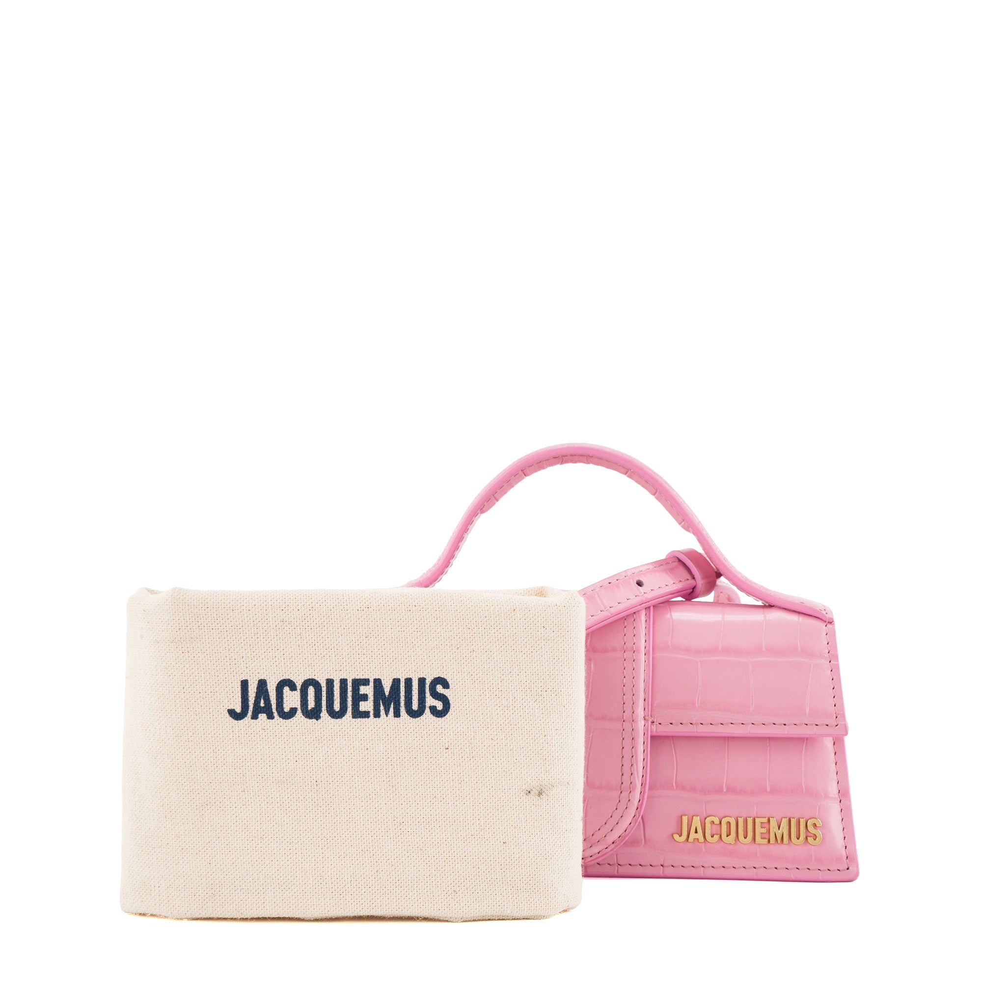 JACQUEMUS - Sac à bandoulière Bambino Jacquemus en cuir embossé crocodile rose
