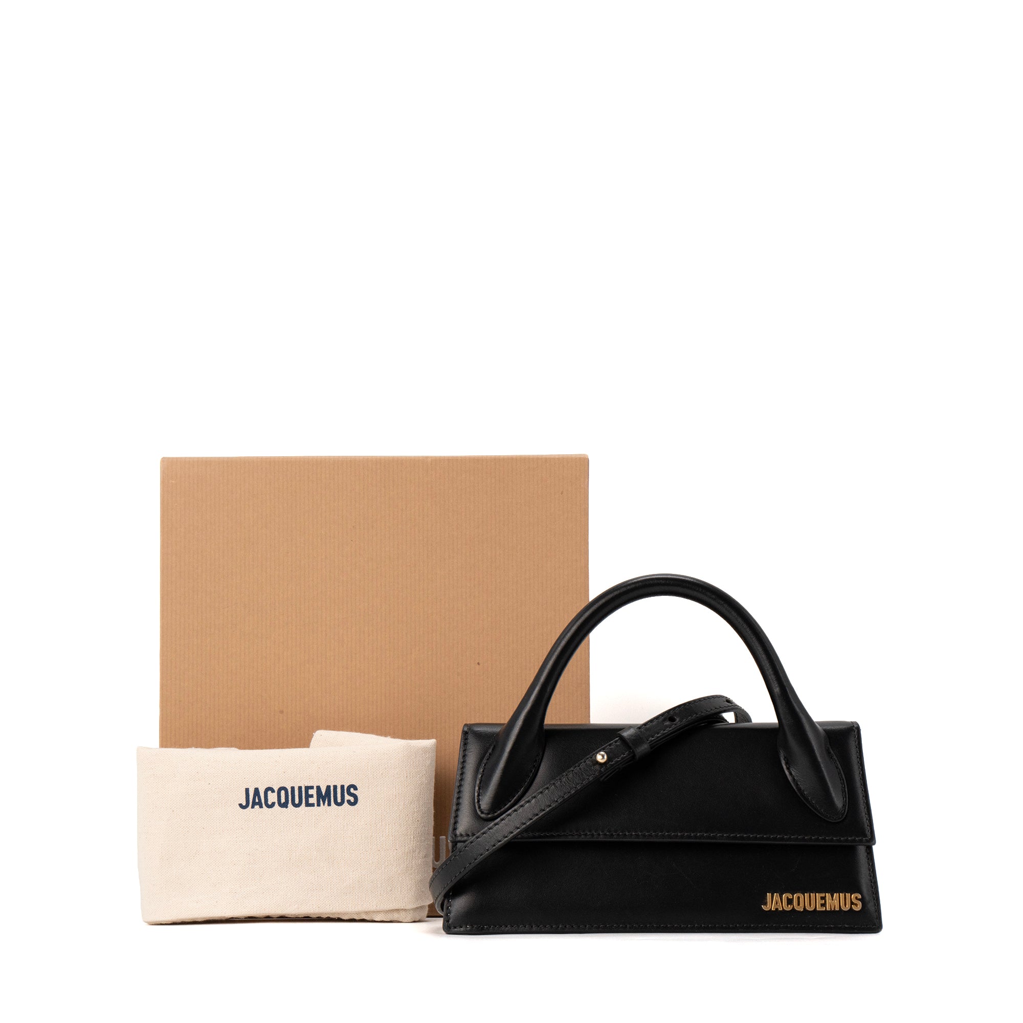 JACQUEMUS - Sac à bandoulière Chiquito Long Jacquemus en cuir lisse noir