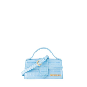 JACQUEMUS - Sac à bandoulière Le Bambino Jacquemus en cuir embossé crocodile bleu