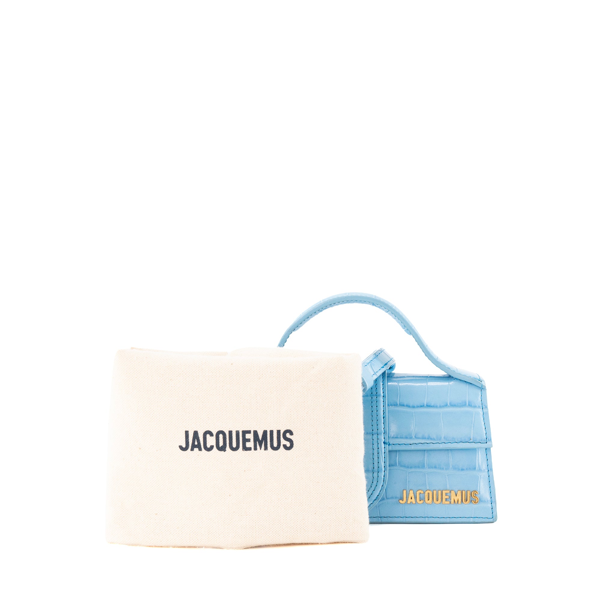 JACQUEMUS - Sac à bandoulière Le Bambino Jacquemus en cuir embossé crocodile bleu