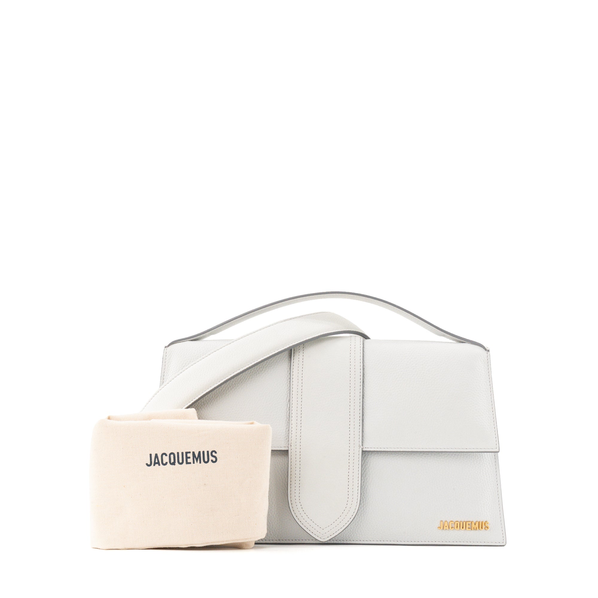 JACQUEMUS - Sac à bandoulière Le Bambinou Jacquemus en cuir grainé gris clair