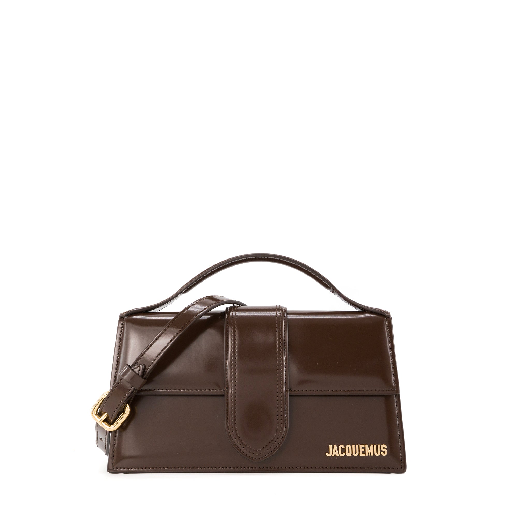 JACQUEMUS - Sac à bandoulière le Grand Bambino Jacquemus en cuir verni marron
