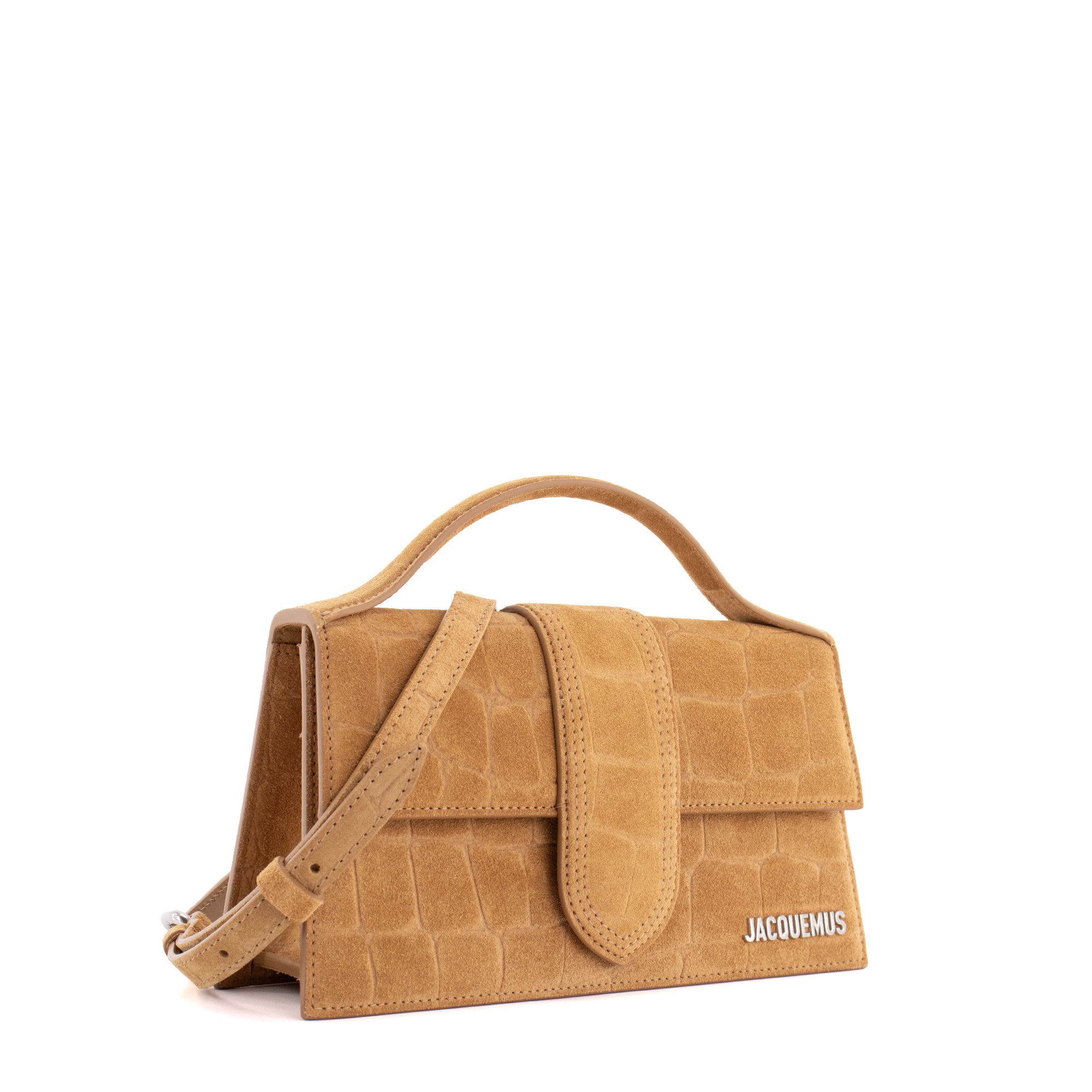JACQUEMUS - Sac à bandoulière Le Grand Bambino Jacquemus en daim embossé croco marron