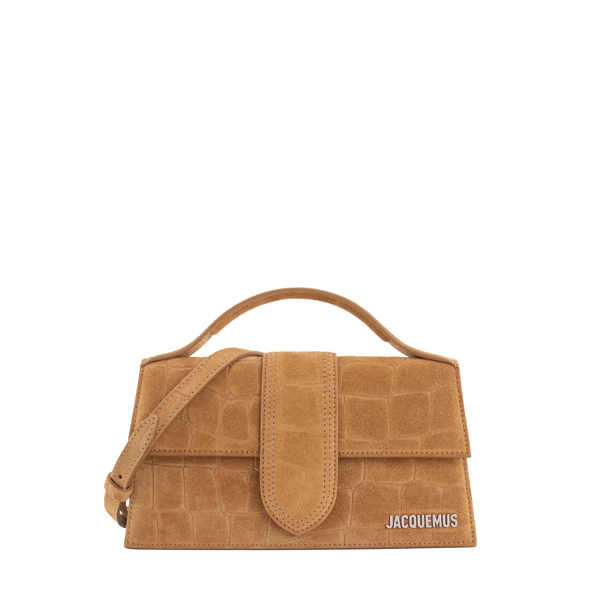 JACQUEMUS - Sac à bandoulière Le Grand Bambino Jacquemus en daim embossé croco marron
