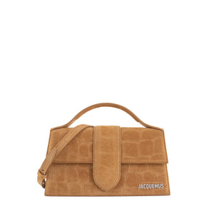 JACQUEMUS - Sac à bandoulière Le Grand Bambino Jacquemus en daim embossé croco marron