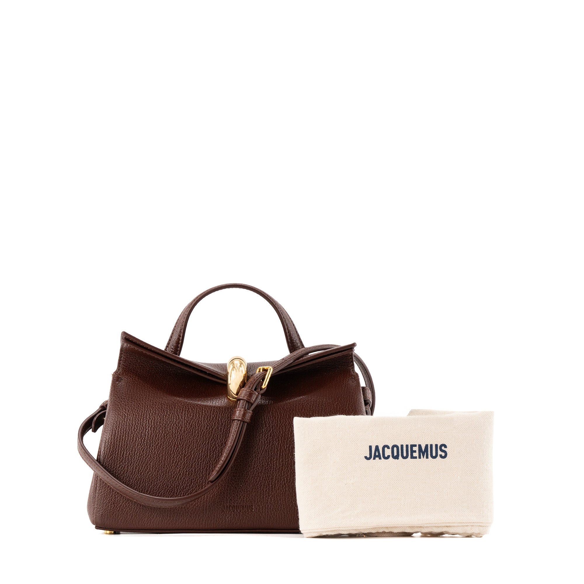 JACQUEMUS - Sac à bandoulière Le petit Valérie Jacquemus en cuir grainé marron
