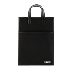 JACQUEMUS - Sac à épaule Le Cabas Jacquemus en toile et cuir noir