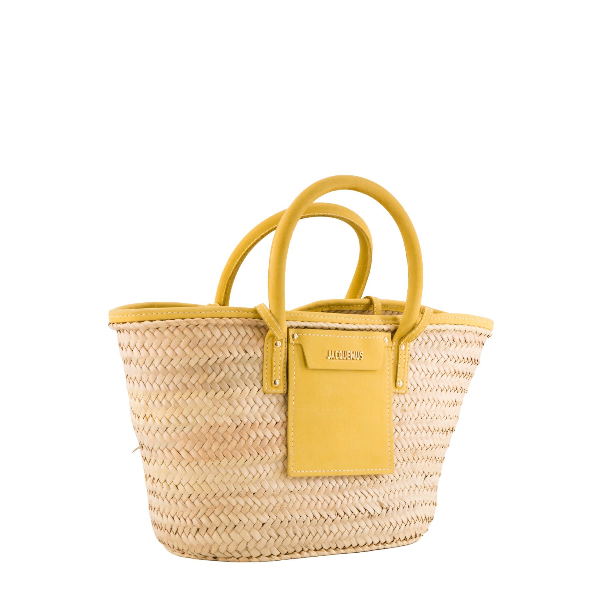 JACQUEMUS - Sac cabas Le Panier Soli Jacquemus en raphia et cuir jaune