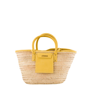 JACQUEMUS - Sac cabas Le Panier Soli Jacquemus en raphia et cuir jaune