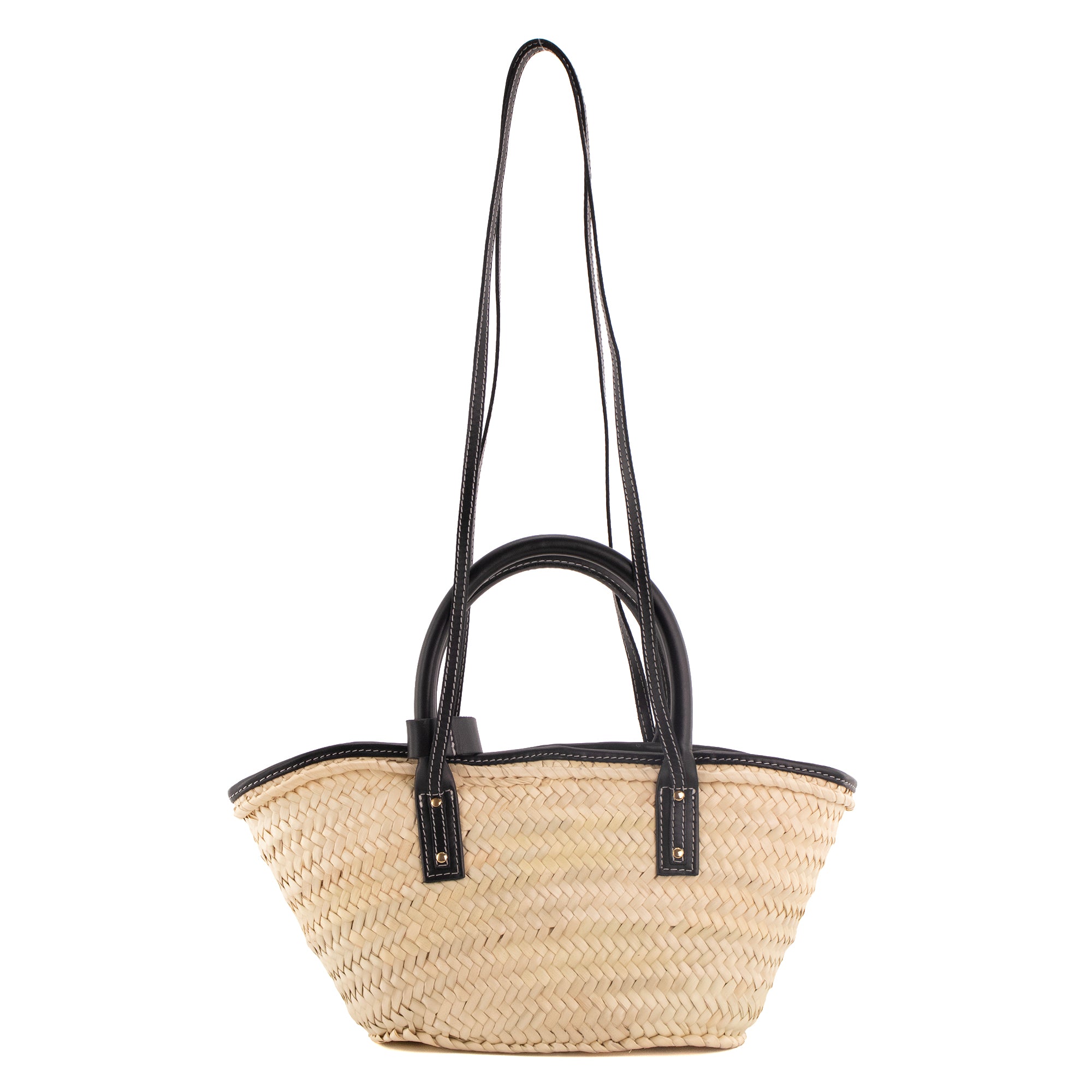 JACQUEMUS - Sac cabas Le Petit Panier Soli Jacquemus en paille et cuir noir