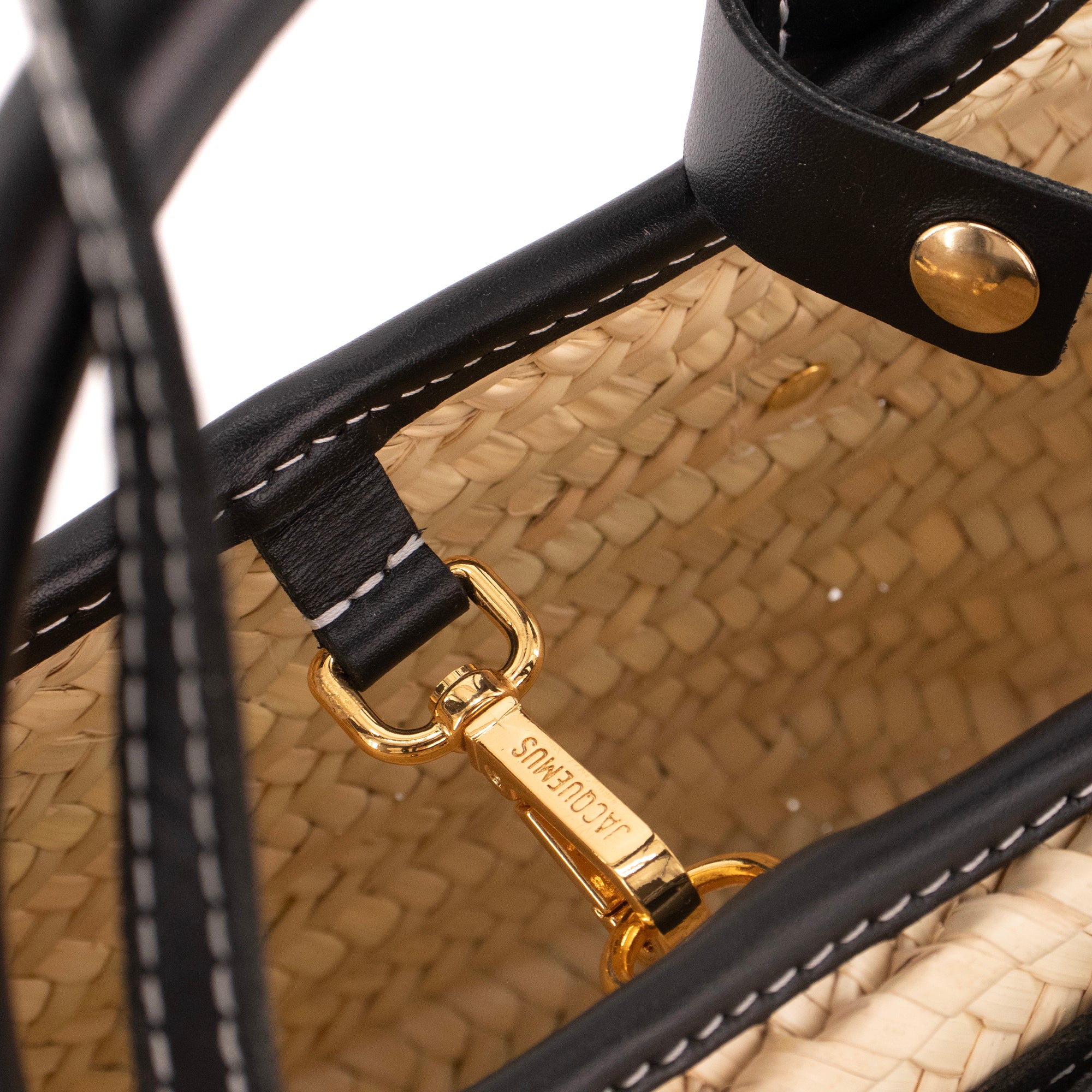 JACQUEMUS - Sac cabas Le Petit Panier Soli Jacquemus en paille et cuir noir