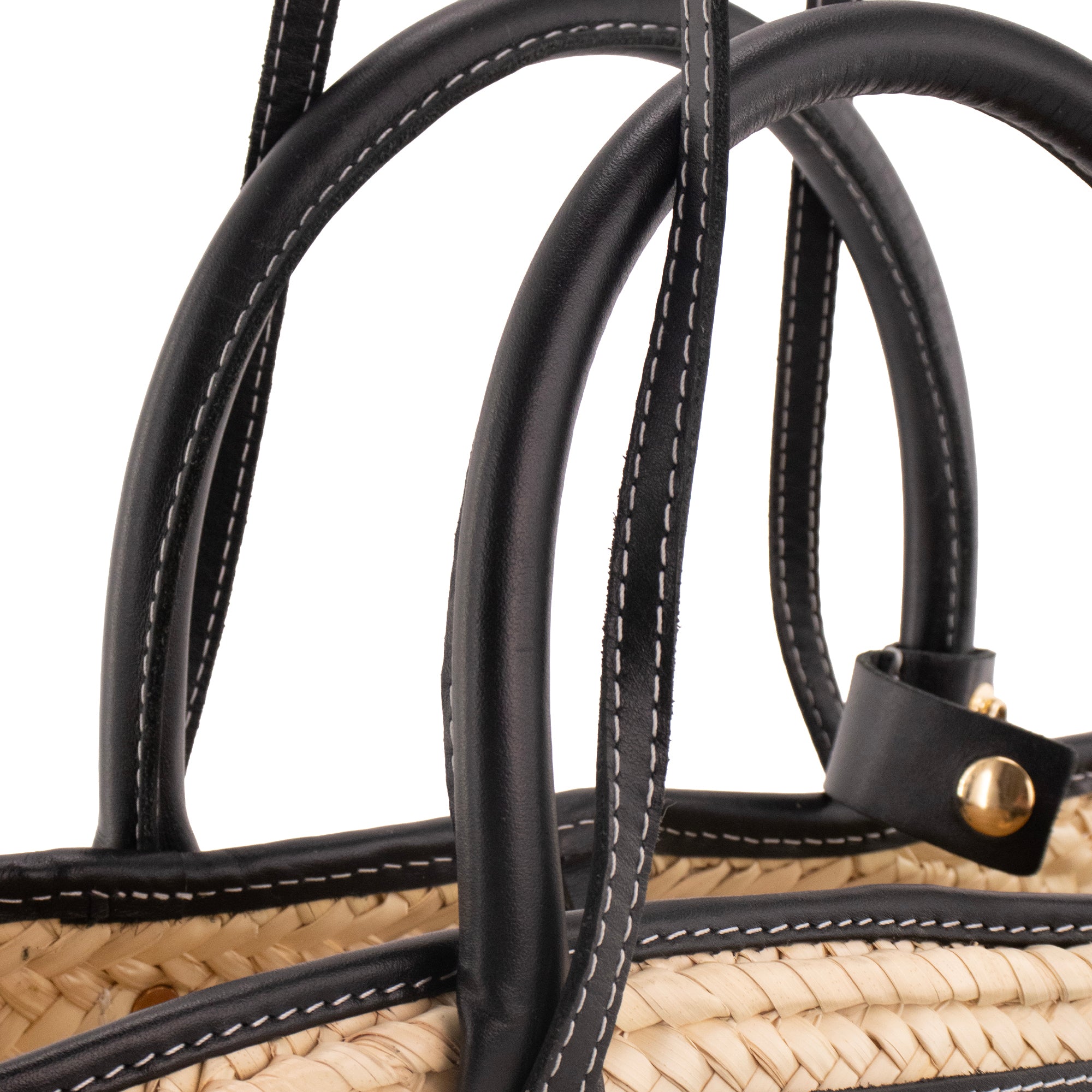 JACQUEMUS - Sac cabas Le Petit Panier Soli Jacquemus en paille et cuir noir
