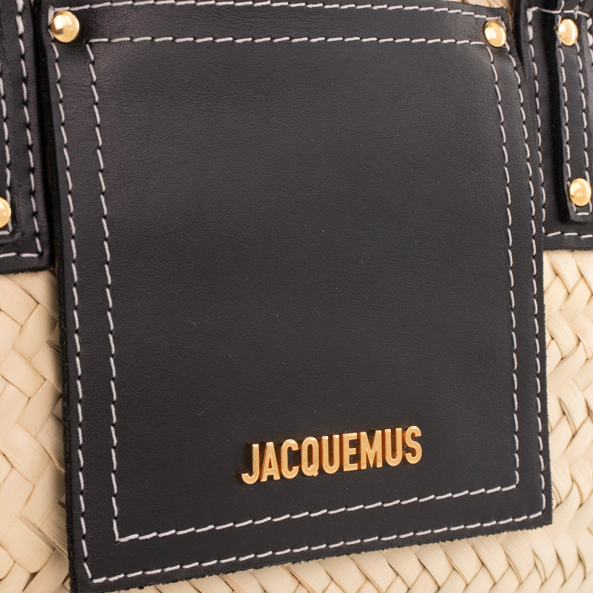 JACQUEMUS - Sac cabas Le Petit Panier Soli Jacquemus en paille et cuir noir