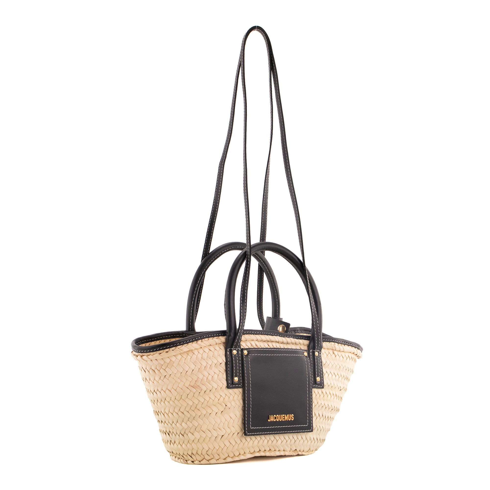 JACQUEMUS - Sac cabas Le Petit Panier Soli Jacquemus en paille et cuir noir