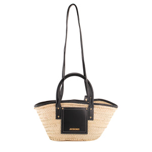 JACQUEMUS - Sac cabas Le Petit Panier Soli Jacquemus en paille et cuir noir