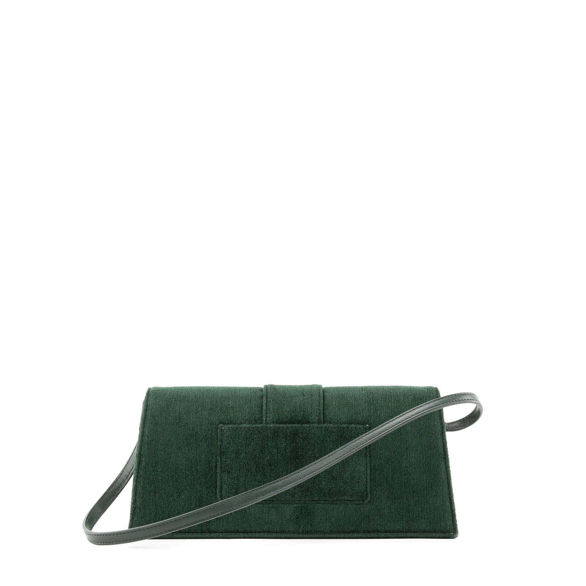 JACQUEMUS - Sac Le bambino long Jacquemus en velours et cuir vert foncé