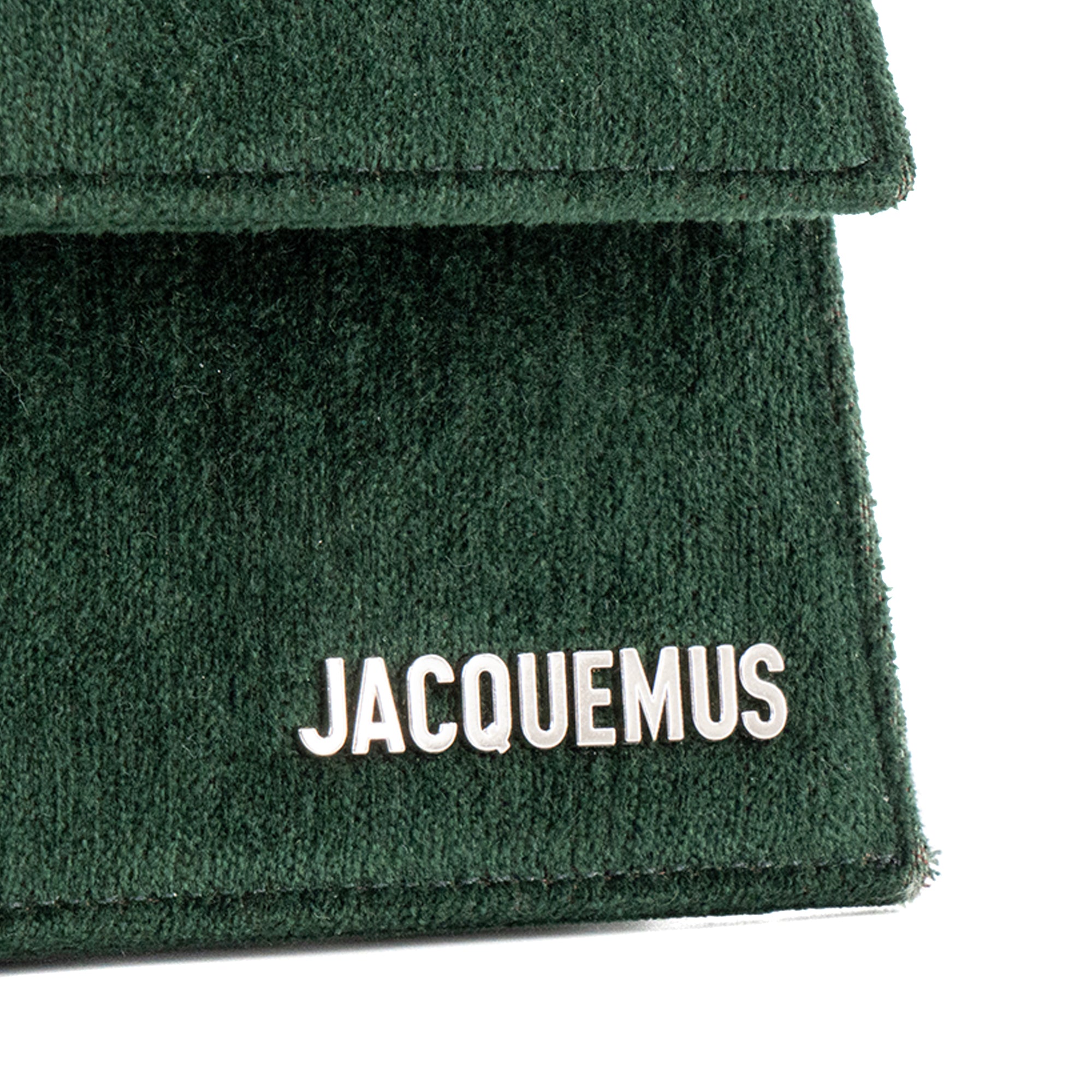 JACQUEMUS - Sac Le bambino long Jacquemus en velours et cuir vert foncé