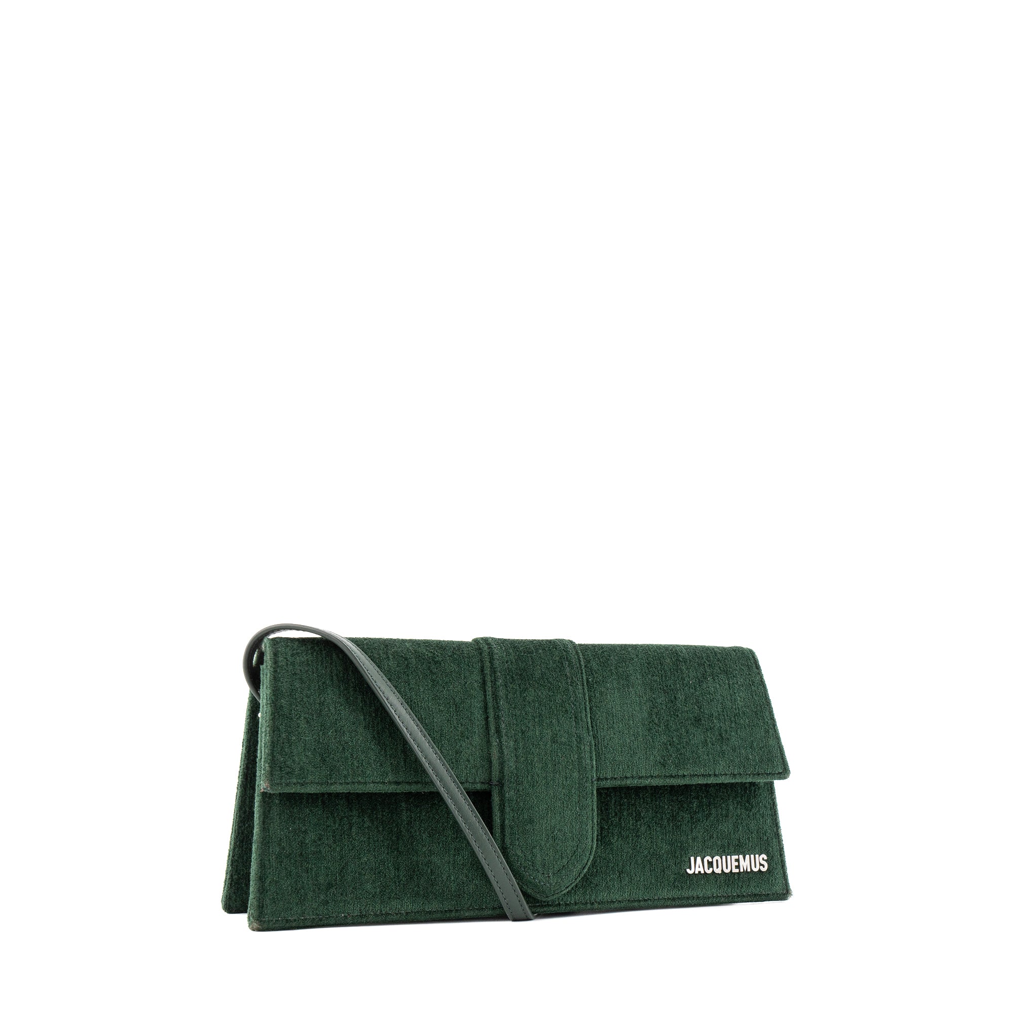 JACQUEMUS - Sac Le bambino long Jacquemus en velours et cuir vert foncé