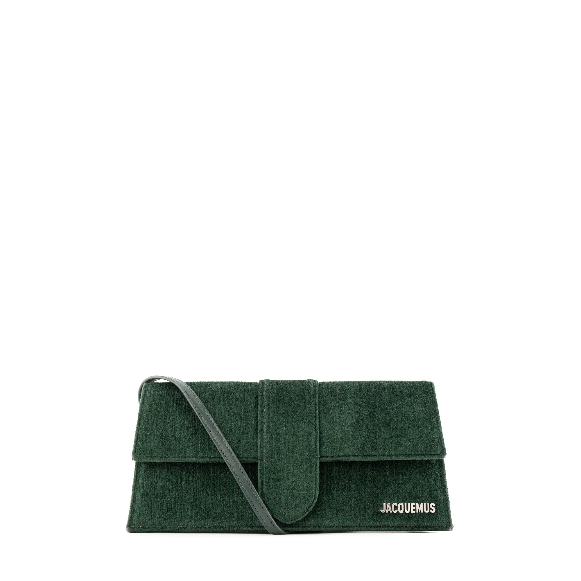 JACQUEMUS - Sac Le bambino long Jacquemus en velours et cuir vert foncé