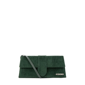 JACQUEMUS - Sac Le bambino long Jacquemus en velours et cuir vert foncé