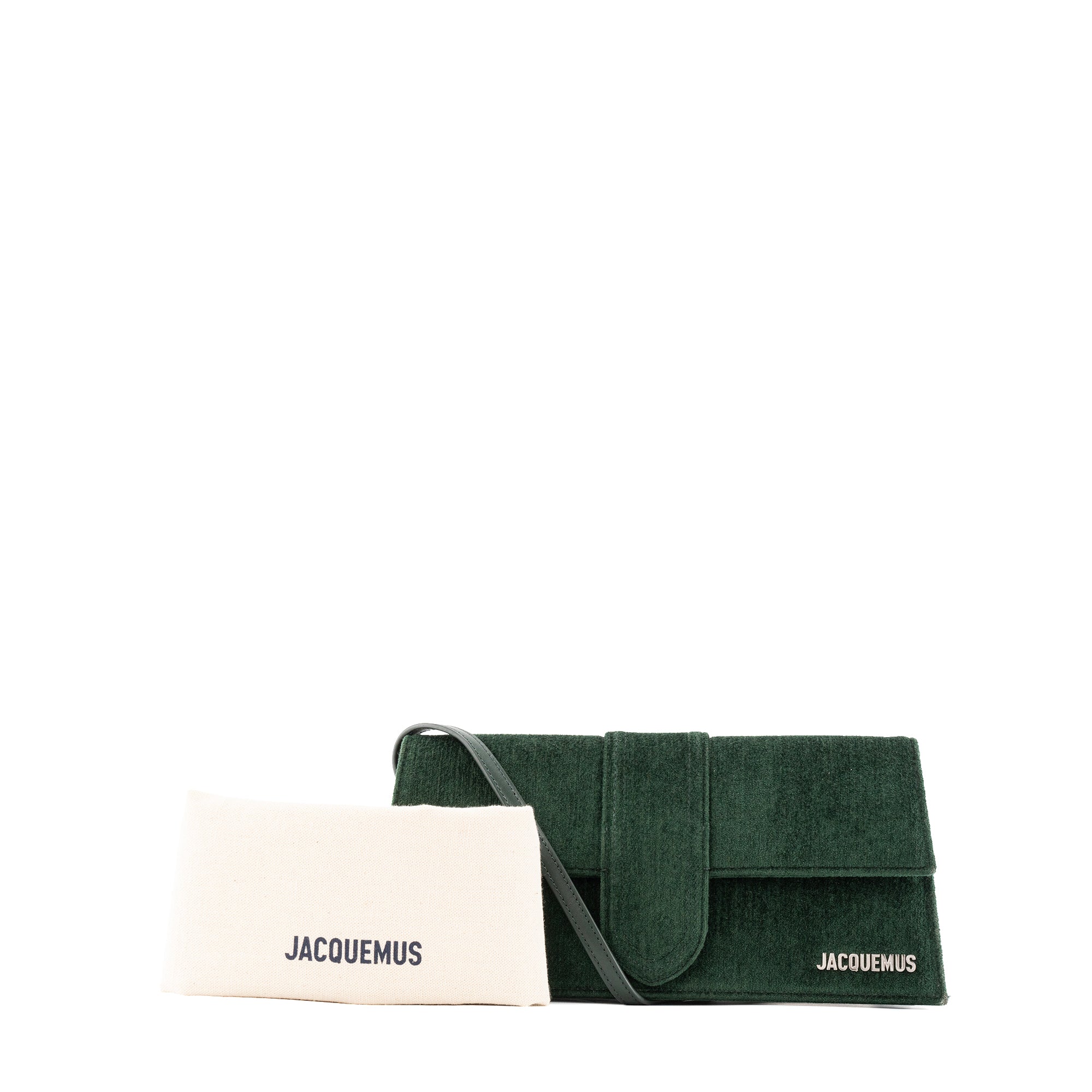 JACQUEMUS - Sac Le bambino long Jacquemus en velours et cuir vert foncé