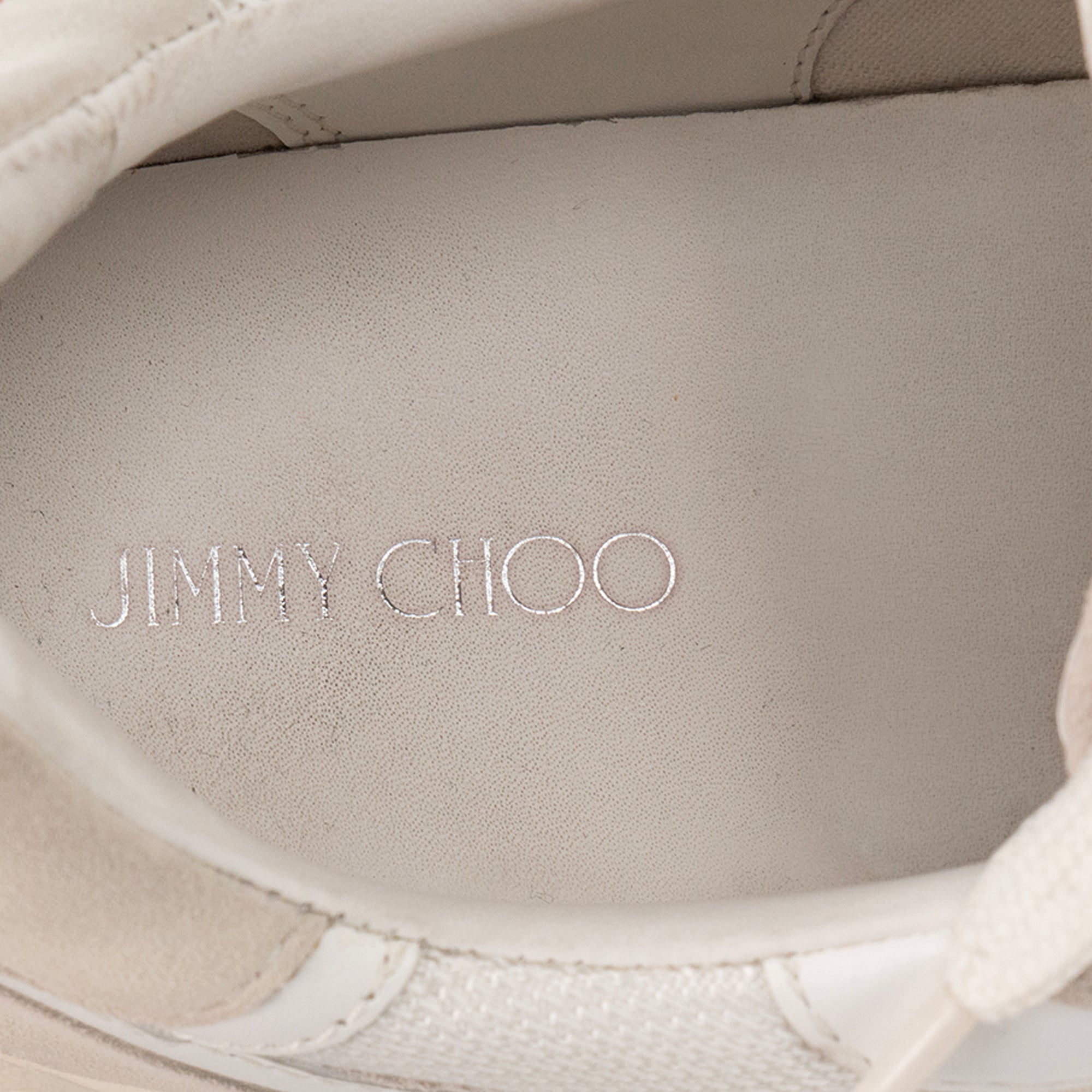 JIMMY CHOO - Baskets Jimmy Choo en toile blanche et daim beige (T40)