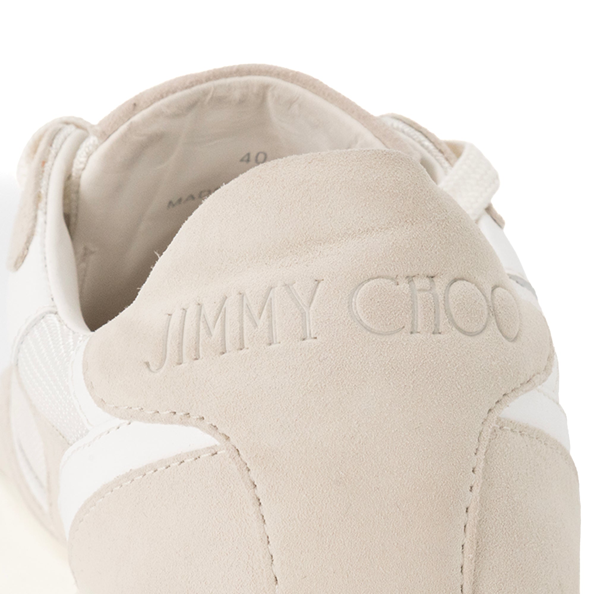 JIMMY CHOO - Baskets Jimmy Choo en toile blanche et daim beige (T40)