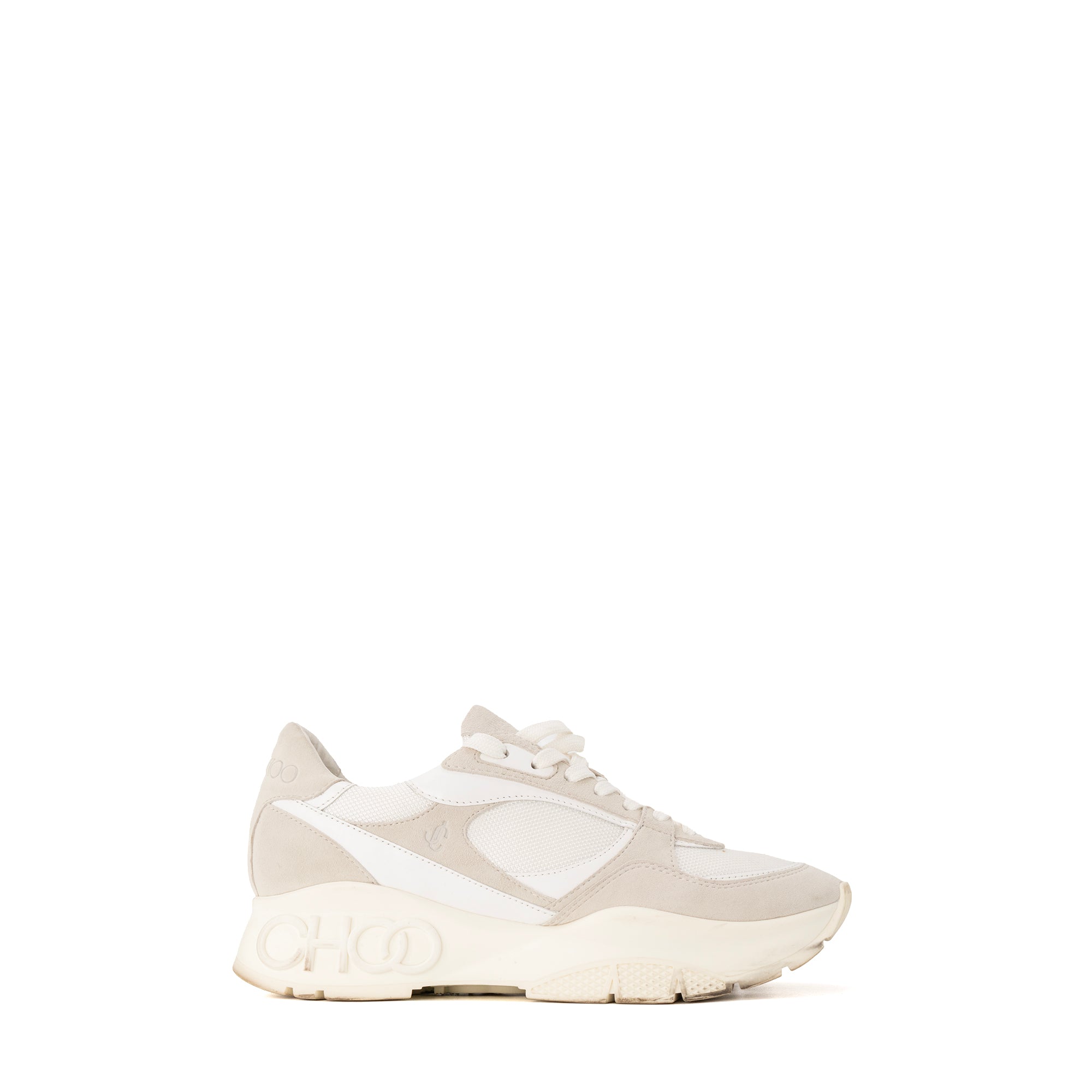 JIMMY CHOO - Baskets Jimmy Choo en toile blanche et daim beige (T40)