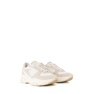 JIMMY CHOO - Baskets Jimmy Choo en toile blanche et daim beige (T40)