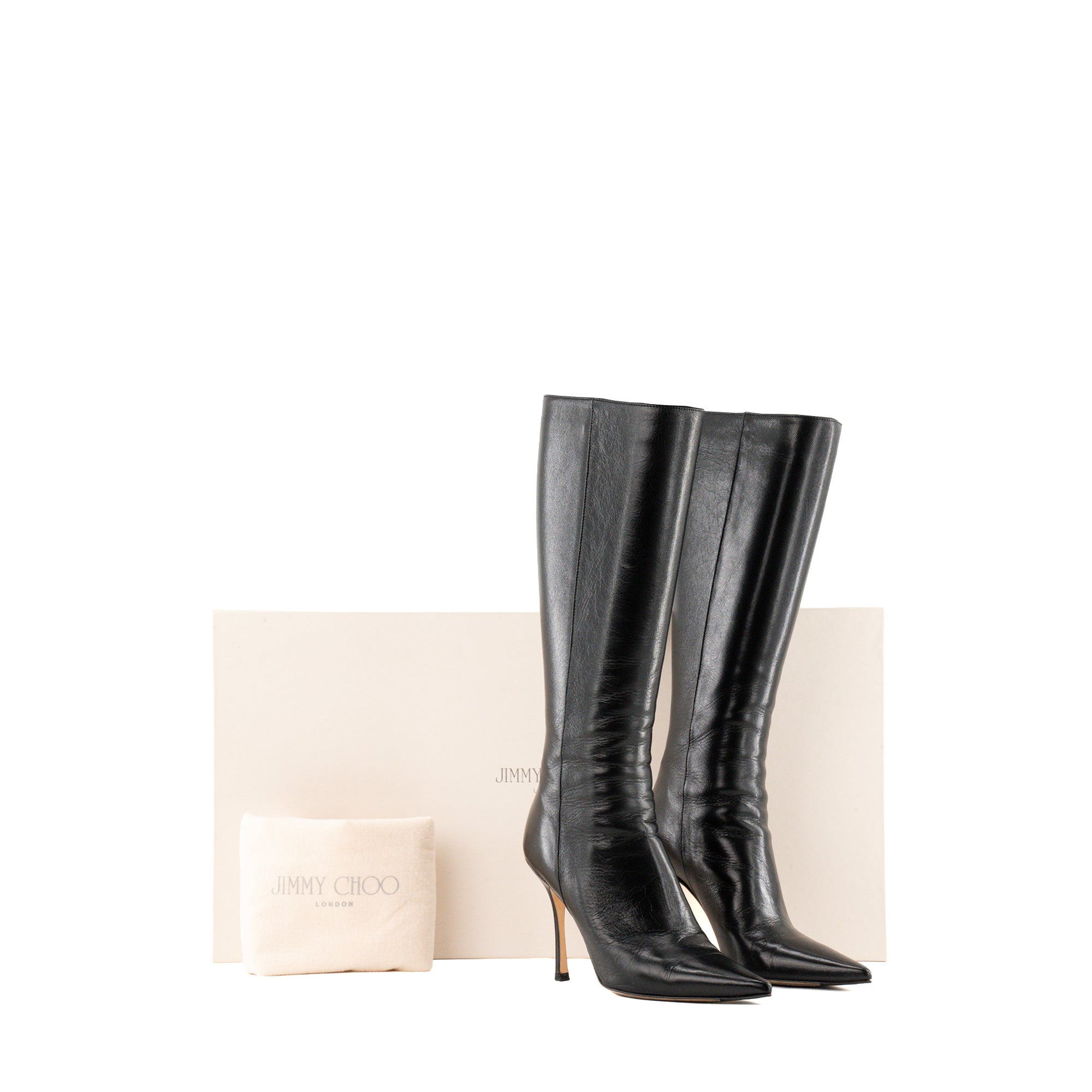 JIMMY CHOO - Bottes Jimmy Choo en cuir lisse noir (T36)