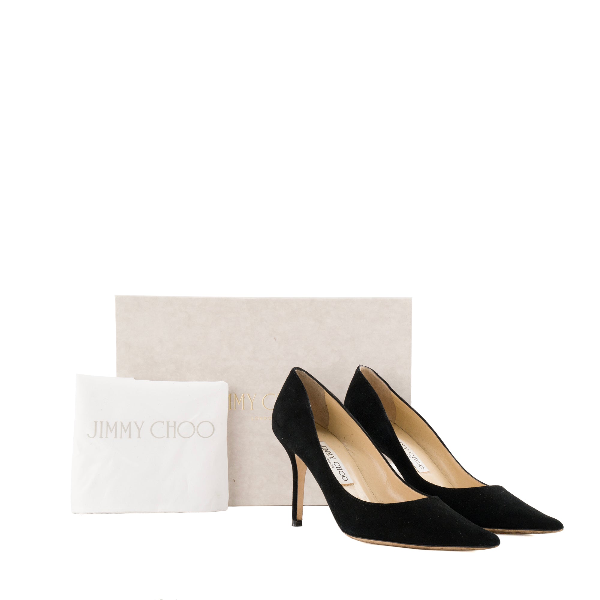 JIMMY CHOO - Escarpins Agnes Jimmy Choo en suède noir (T38)