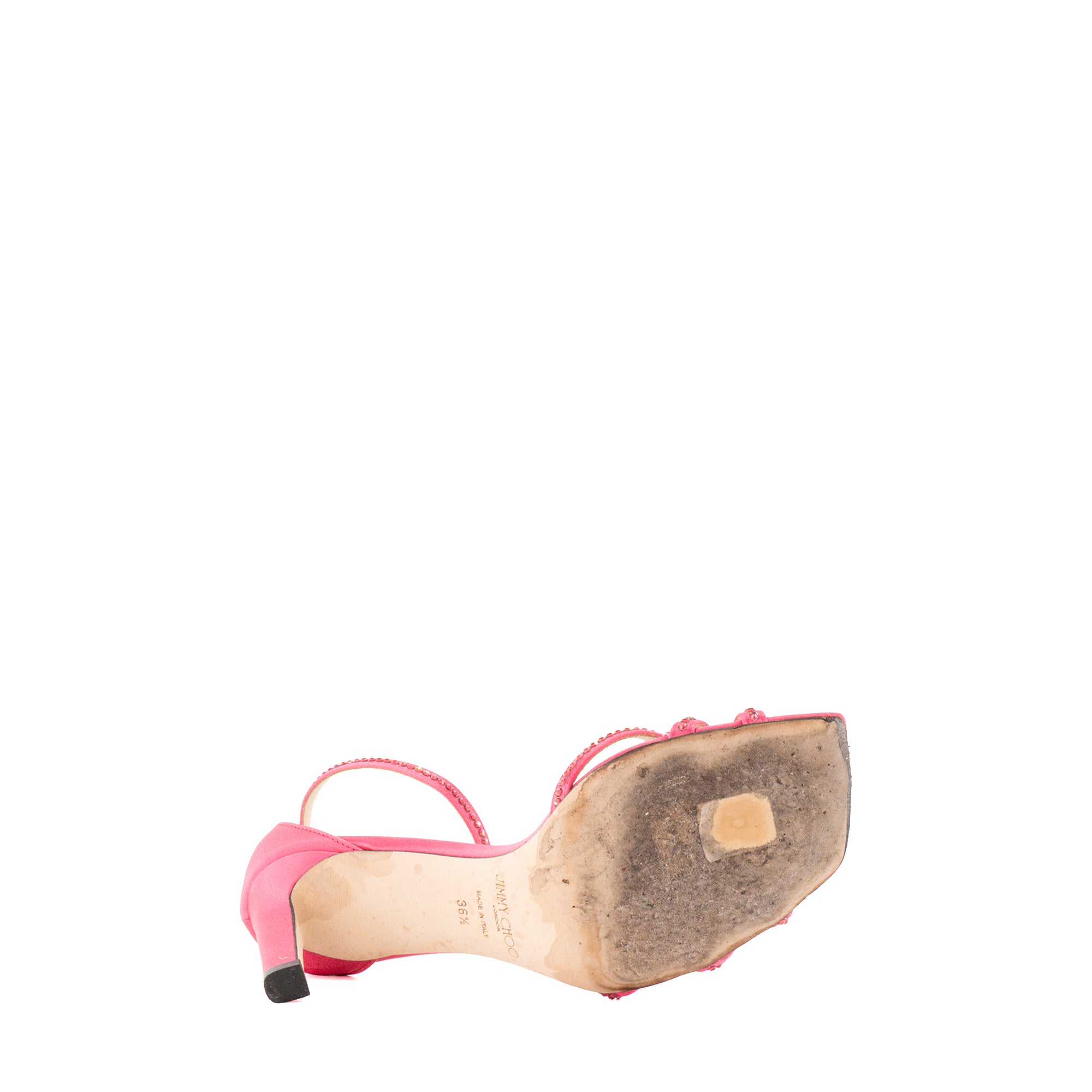 JIMMY CHOO - Escarpins Jimmy Choo en satin rose et strass (T36,5)