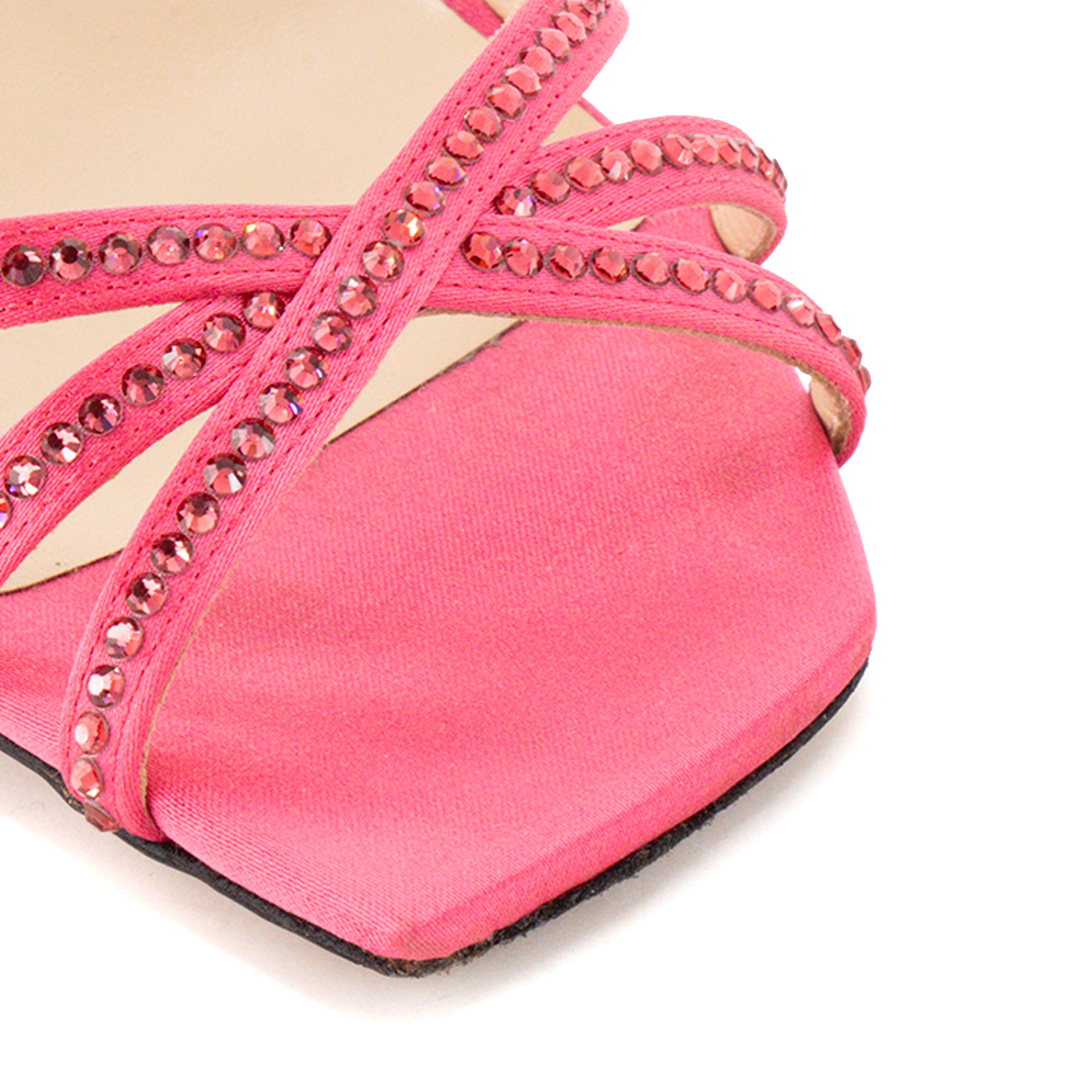JIMMY CHOO - Escarpins Jimmy Choo en satin rose et strass (T36,5)