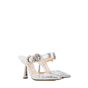 JIMMY CHOO - Escarpins Smokey Jimmy Choo en cuir et paillettes argentées (T36,5)