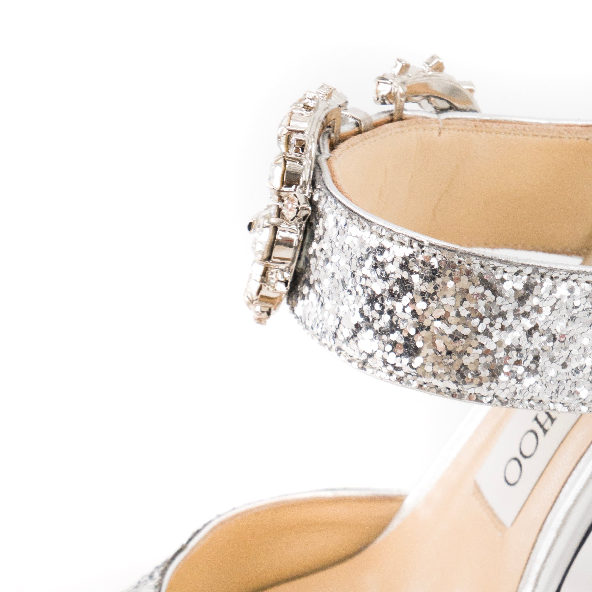 JIMMY CHOO - Escarpins Smokey Jimmy Choo en cuir et paillettes argentées (T36,5)