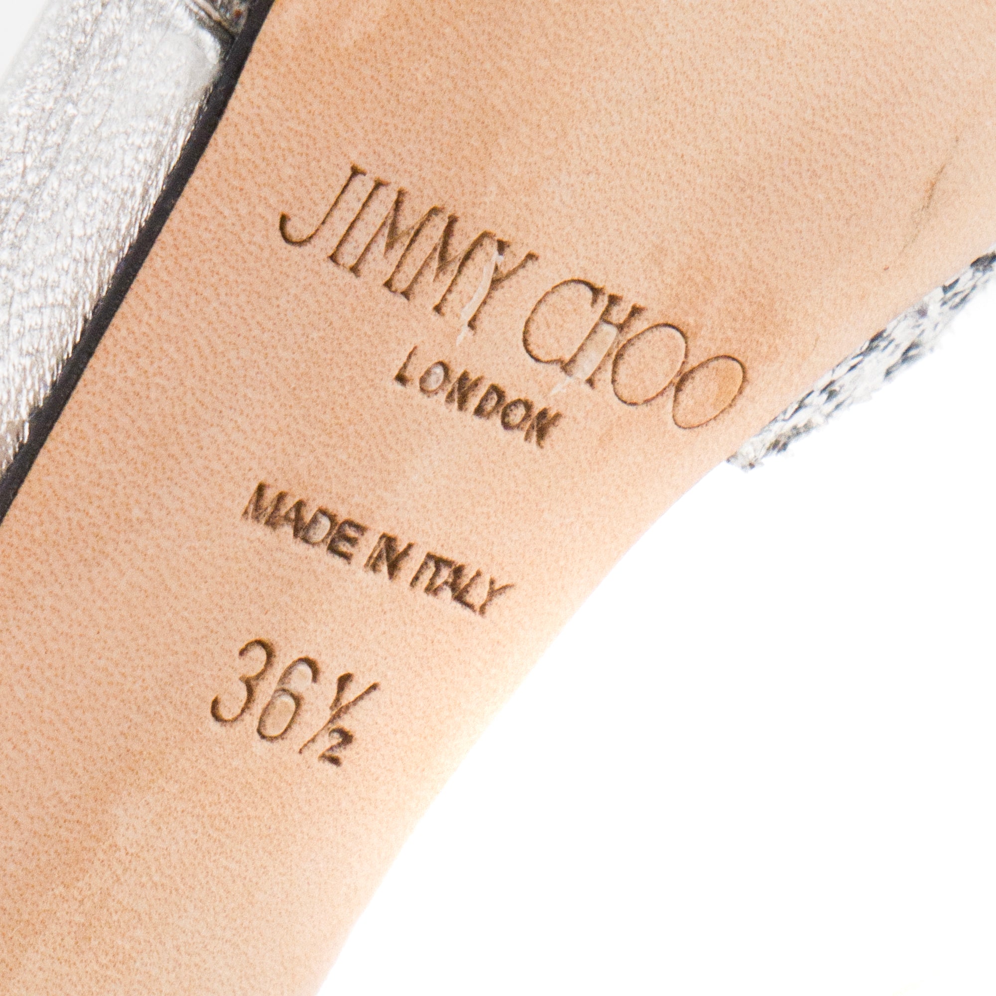 JIMMY CHOO - Escarpins Smokey Jimmy Choo en cuir et paillettes argentées (T36,5)