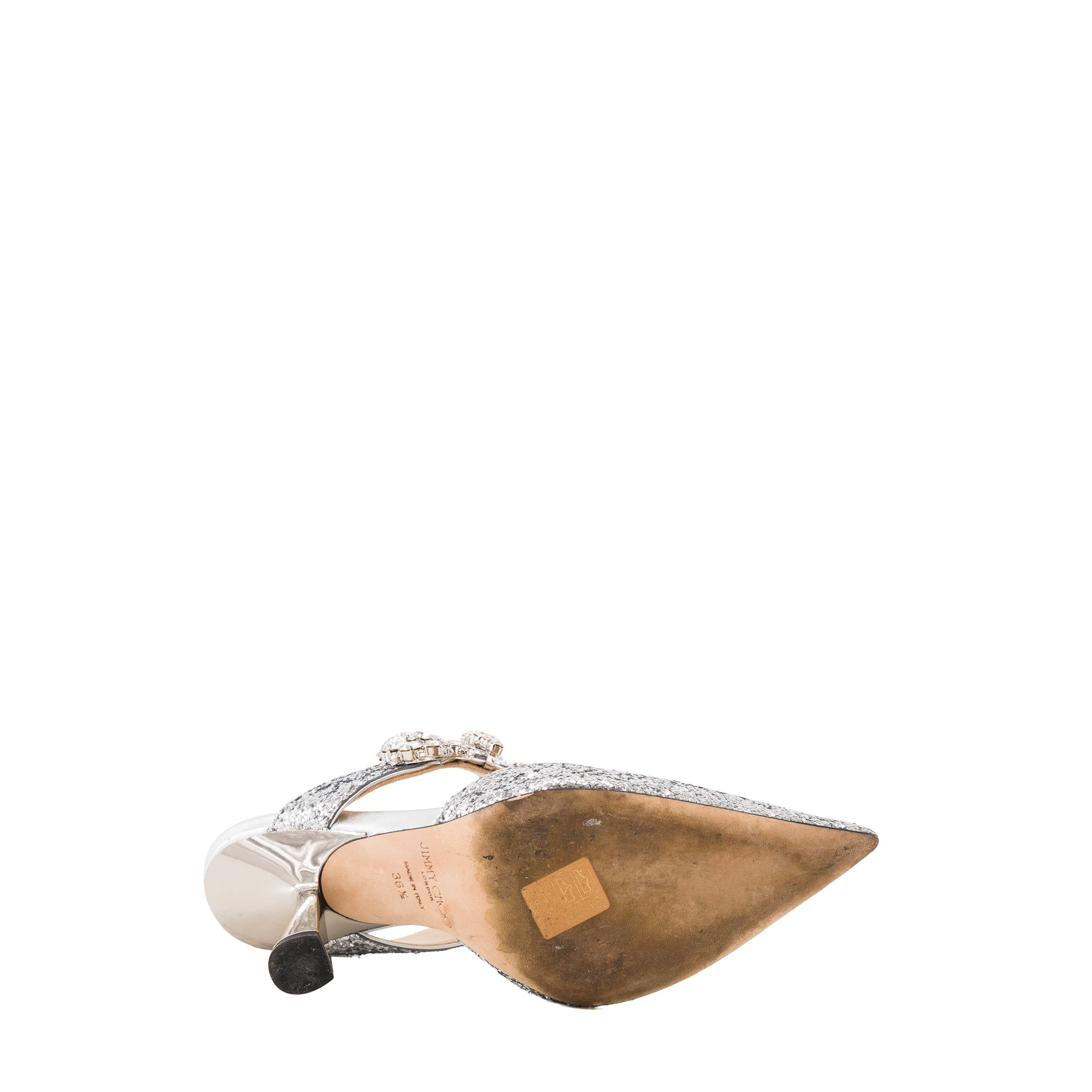 JIMMY CHOO - Escarpins Smokey Jimmy Choo en cuir et paillettes argentées (T36,5)